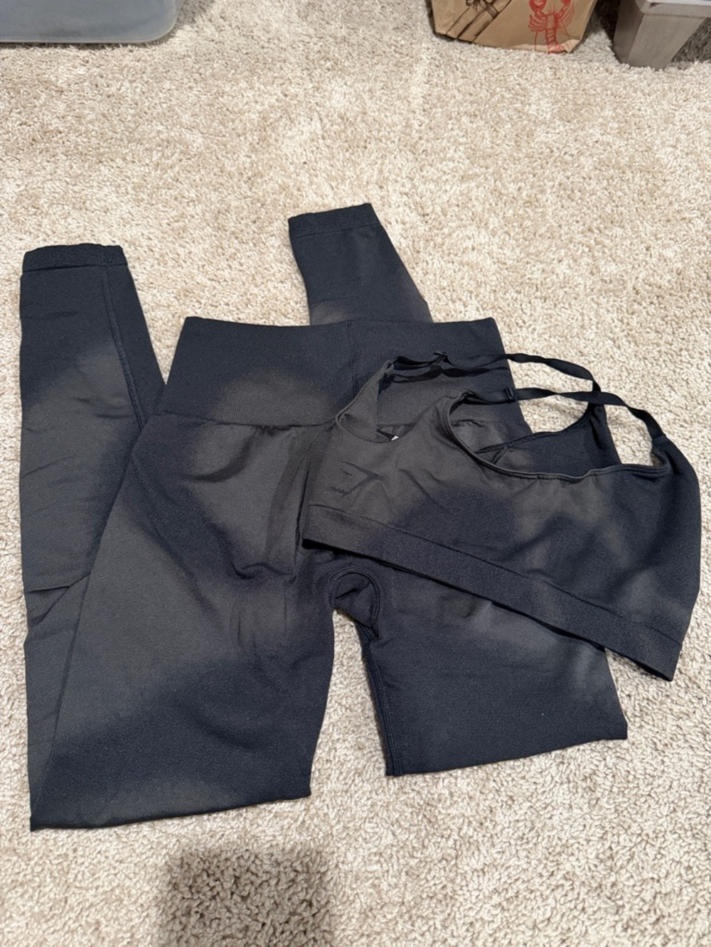 Gymshark Black High-Waist Leggings with Matching Sports Bra
